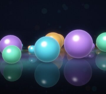 Glossy purple, cyan and orange orbs on a dark reflective surface, symbolizing Gemini 4 Argon