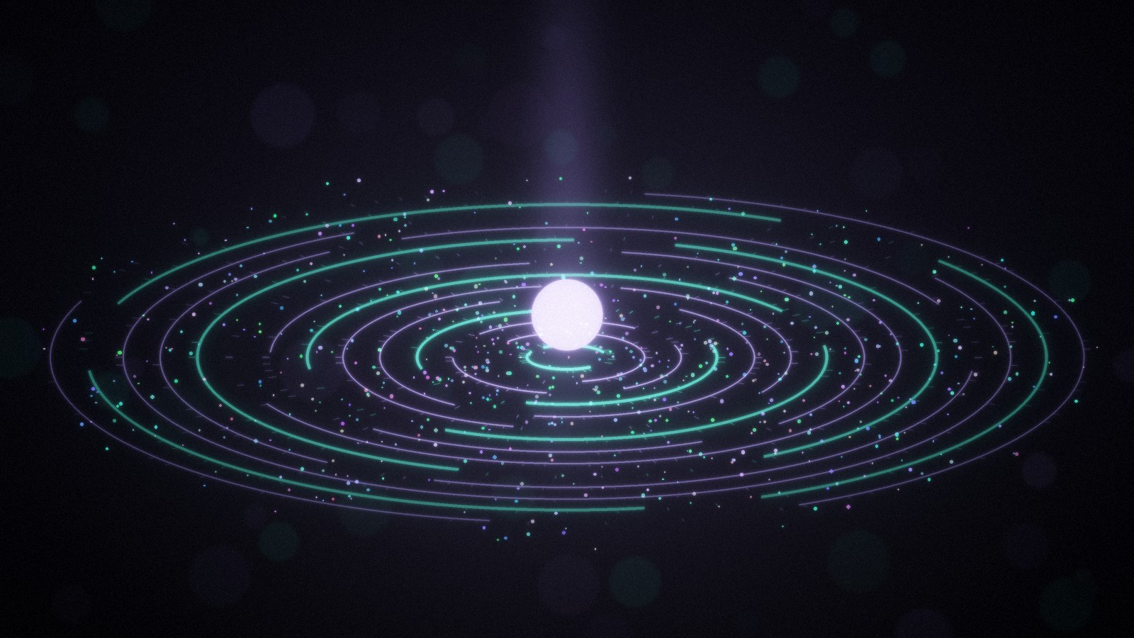 Concentric glowing data rings around a bright core, symbolizing the strengths and limits of OpenAI text watermarking